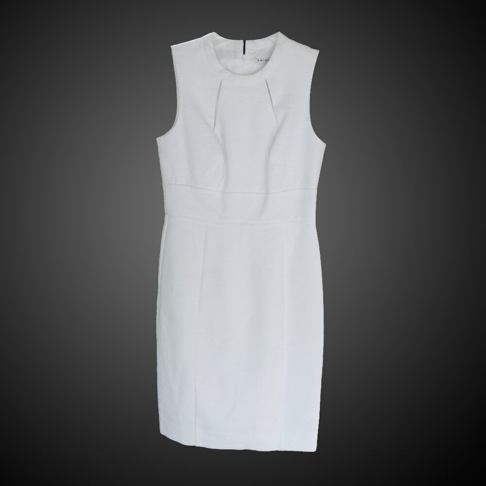 TRINA TURK White Sleeveless Dress Retro 60s Mod Bridal Minimal Sheath Pencil Fit